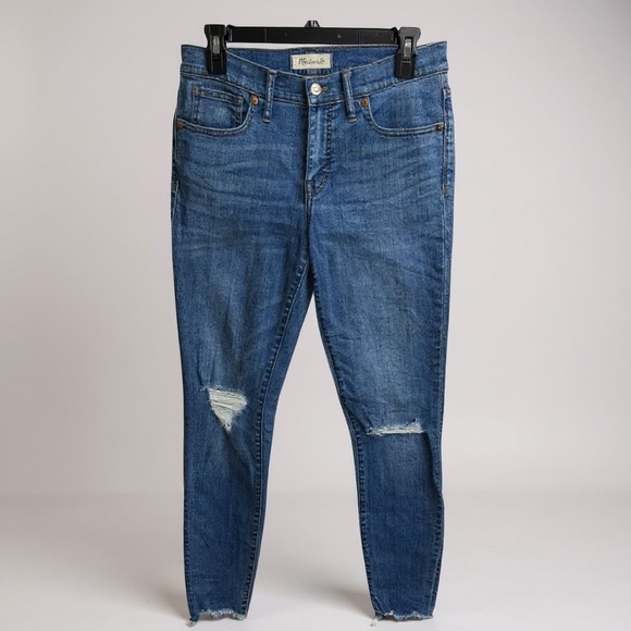 Madewell Blue‎ 8” Skinny Jeans with Distressed Details - Picture 1 of 3